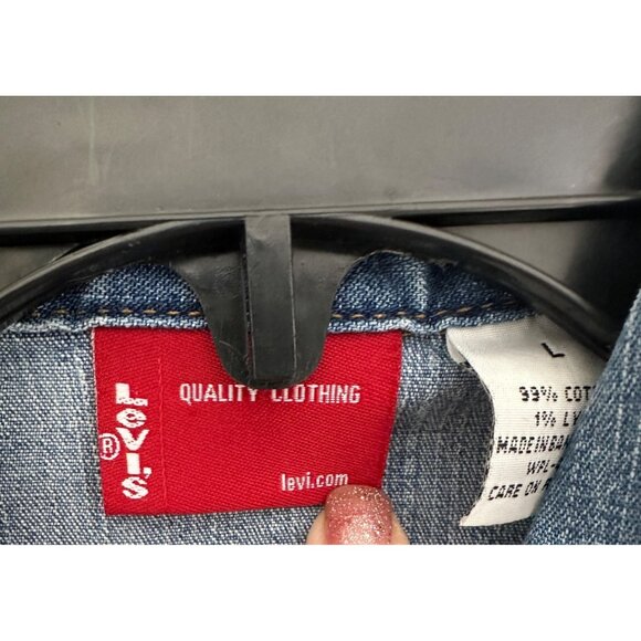 Vintage Levis Womens Western Large Denim Button-Down Long Sleeve Shirt Dress EUC - Picture 3 of 9